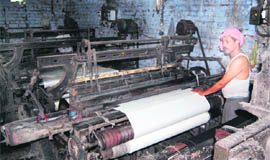 A textile unit in operation in the industrial area at Bal Kalan. 