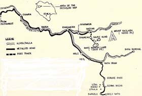 The route map of Manimahesh yatra
