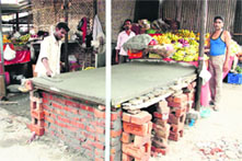 a vendor gets a cemented counter constructed at Jalandhar Cantonment. 