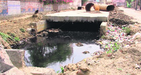 Issa Nagri areas in Ludhiana. The project to cover the nullah has still not been completed.