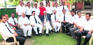 Advocates observe a strike in Karnal on Wednesday. 