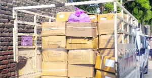A vehicle loaded with intoxicants recovered from a medical shop at Dabwali in Sirsa on Wednesday. 