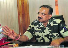 The CRPF Inspector General (Operations), BN Ramesh, addresses a press conference in Srinagar