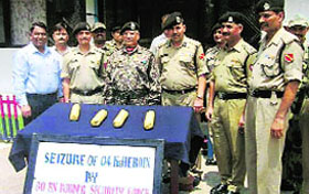 The BSF carried out a search operation along the zero line near the Muthianwali border outpost following which four packets of heroin weighing 1 kg each were recovered.