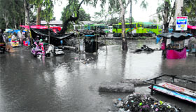 Water accumulated near the Tibetan market after heavy rain that lashed Dehradun on Friday.