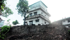 A pavement that caved in in the Salawala area.