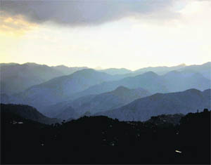 A view of Patnitop after heavy downpour in the region. 