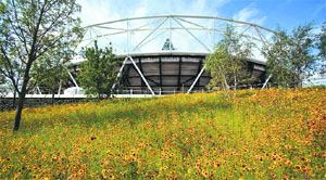 The exterior of a London Olympics venue presents a pretty picture.