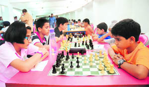 A chess game in progress at St Xaviers School in Chandigarh on Saturday. 