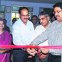 Vijay Dhasmana, Vice-Chancellor of the Himalayan Institutre Hospital Trust, inaugurates a new apheresis blood bank at the hospital at Jolly Grant, near Rishikesh, on Saturday