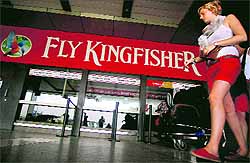 A Kingfisher Airlines ticket counter wears a deserted look as several flights were cancelled in Mumbai on Saturday