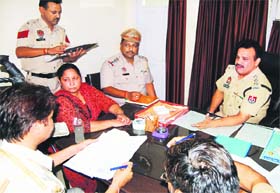 ACP Naresh Dogra briefs the warrant officer in Jalandhar on Saturday