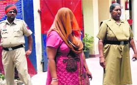 Domestic help Pooja in the police custody in Jalandhar on Saturday