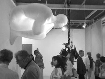 The overhanging distressed man at Art Basel was perhaps a silent reminder of depressive moods lingering over outwardly 'prosperous' Europe!