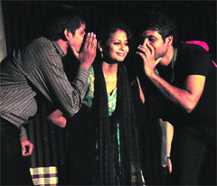 Artistes stage the play Isee Kya Kahiye at the Lions Club in Jalandhar on Saturday.