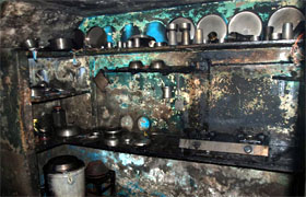 Where the cylinder caught fire.