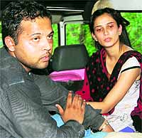 Vajinder and his lover Renu in police custody at Hoshiarpur on Tuesday