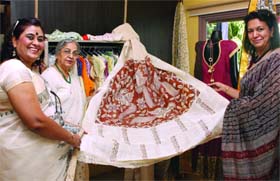 Gursharan Kaur, wife of the Prime Minister, launches an exclusive summer line of Karukarya, designed and manufactured by the Naval Wives Welfare Association (NWWA) in New Delhi on Tuesday