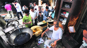 A traditional eating joint at the Maliganj market in Ludhiana.