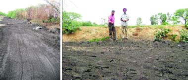 Toxic fly ash deposited in the bed of a drain near Jagdev Kalan village in Amritsar