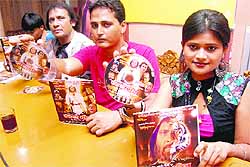 Cast members of film Tantiya Bheel address a press conference in Jalandhar on Wednesday