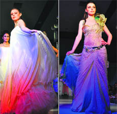 Models walk the ramp during a fashion show which was held as part of a Punjab tour in Ludhiana.