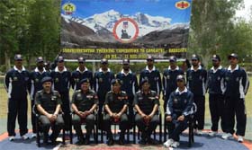 Senior Army officials with the members of the team that will undertake the expedition from Gangotri to Badrinath at the Bathinda Military Station on Thursday