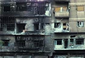 A building destroyed in Homs