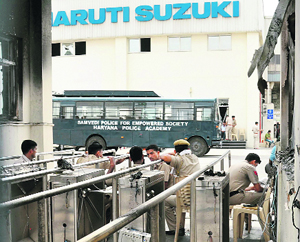 Police at the plant site.