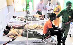 Migrants being treated at the Civil Hospital in Ludhiana on Friday