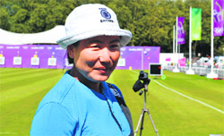 Chekrovolu Swuro of the Indian archery team at the Lords cricket ground, venue for the archery competition at the London Olympics, on Friday. 