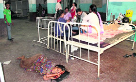 A patient lying on the floor of the Civil Hospital, Jalandhar.