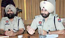 Bathinda SSP Dr Sukhchain Singh Gill addresses a press conference in connection with the murder, in Bathinda on Sunday
