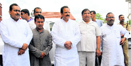 A delegation of BJP leaders that met Balkrishan at the Suddhowala jail in Dehradun on Sunday.