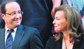 French President Francois Hollande with his companion Valerie Trierweiler.