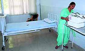 A view of one of the two rooms that have been earmarked to accommodate the swine flu patients at the Civil Hospital in Bathinda.