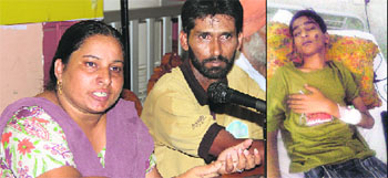 Charanjits parents address a press conference; and (right) the minor boy undergoes treatment at a hospital in Jalandhar.