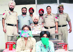 The accused in police custody in Amritsar on Wednesday. Photo: Vishal Kumar