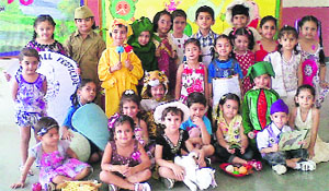 Children at a rhyme recitation competition in Ryan International School, Dugri. 