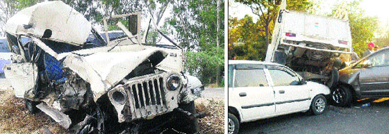 File photos of road accidents that have taken place on the Ludhiana-Moga highway