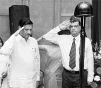Chief Minister of Maharashtra Prithviraj Chavan pays tribute to martyrs during a function to celebrate Vijay Diwas in Mumbai on Thursday. 