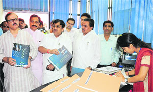 Members of the Standing Parliamentary Committee at the E-sampark centre in Sector 23, Chandigarh, on Friday.