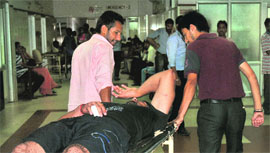An injured PUSU member at the GMSH-16 on Friday.