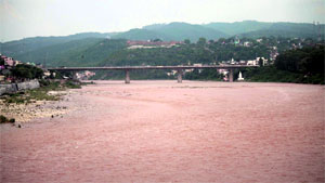 The site selected for the artificial lake project on the Tawi in Jammu. 