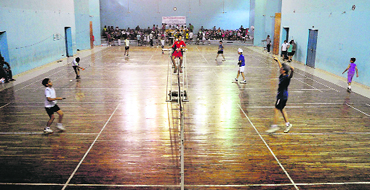 A match in progress at Shastri Hall near the Guru Nanak Stadium in Ludhiana on Friday.