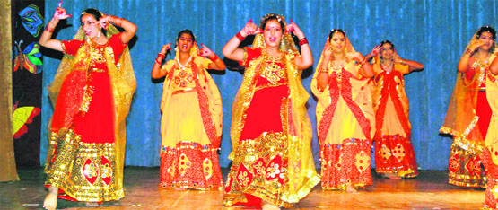 Students perform a dance during the activity day at St Josephs Academy in Dehradun on Saturday. A Tribune photograph