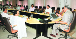 Chief Minister Vijay Bahuguna chairs a meeting of the State Wildlife Advisory Council in Dehradun on Saturday. 