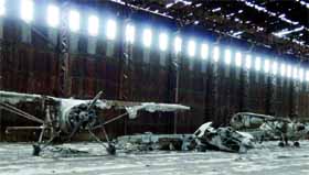 Antique aircraft rust in the worn-out hangar of an erstwhile ruler of Faridkot.