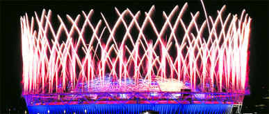 Fireworks light up the Olympic stadium.  AFP