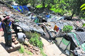 A slum with illegal immigrants from Bangladesh on the outskirts of Jammu city